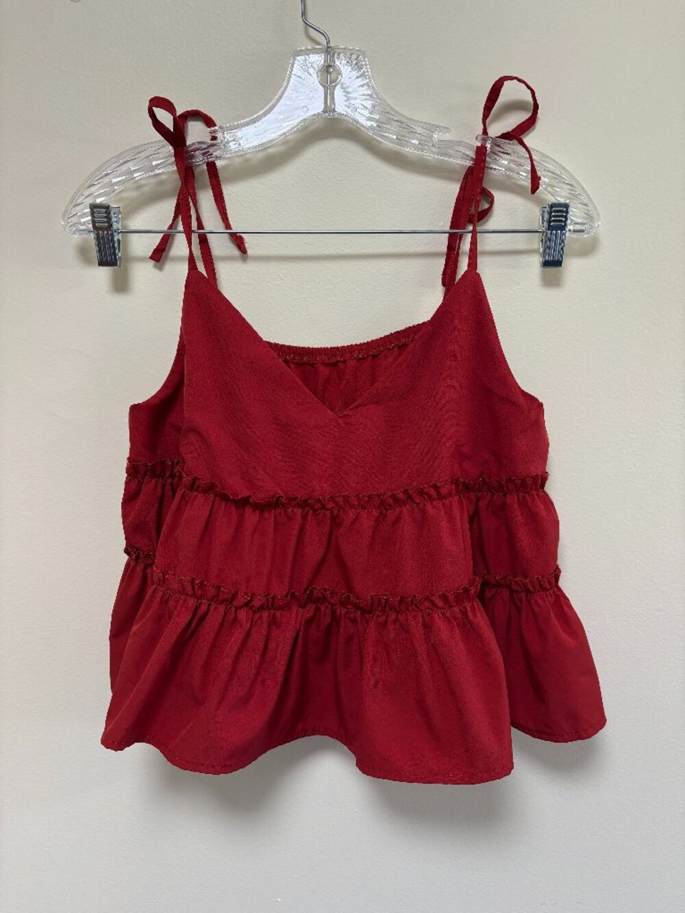 SHEIN Red Tie Strap Crop Cami
